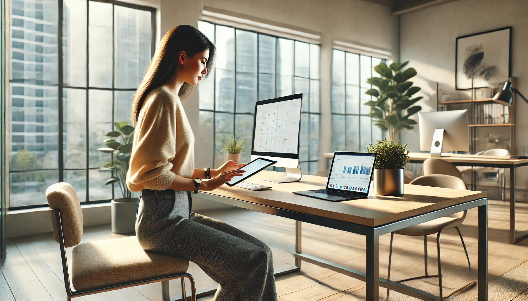 Woman using a tablet